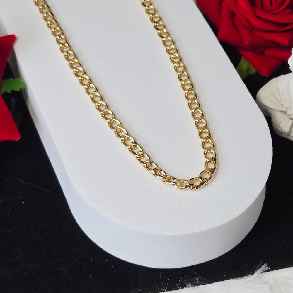 Gold Cuban Link Necklace 5mm 20" Stainless Steel Layering Chain Minimalist Luxe